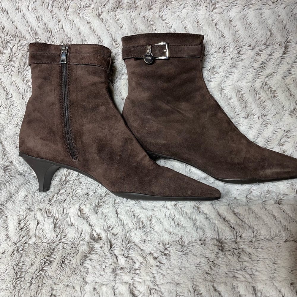 Prada Brown Vitello Lissato Ankle Boots